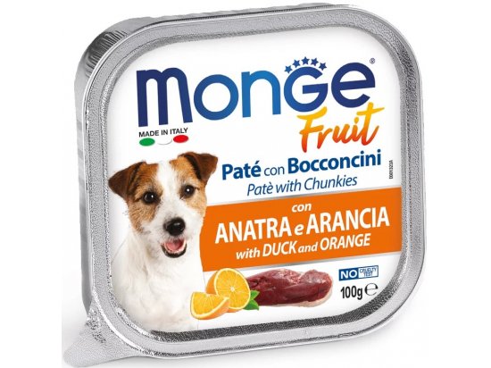 Фото - вологий корм (консерви) Monge Dog Fruit Adult Duck & Orange вологий корм для собак КАЧКА та АПЕЛЬСИН, паштет