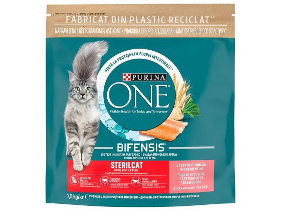 Фото - сухой корм Purina One (Пурина Ван) Sterilcat корм для стерилизованных котов ЛОСОСЬ И ПШЕНИЦА