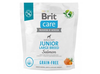 Фото - сухий корм Brit Care Dog Grain Free Junior Large Breed Salmon беззерновий сухий корм для шкіри та шерсті молодих собак великих порід ЛОСОСЬ