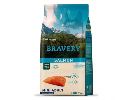 Фото - сухий корм Bravery (Бравері) Adult Mini Salmon сухий корм для дорослих собак дрібних порід ЛОСОСЬ