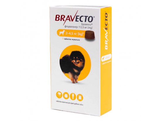 Фото - від бліх та кліщів BRAVECTO (Бравекто) - Жувальна таблетка від кліщів та бліх для собак