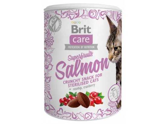 Фото - ласощі Brit Care Cat Snack Superfruits Salmon, Rosehip & Cranberry ласощі для стерилізованих кішок ЛОСОСЬ, ШИПШИНА та ЖУРАВЛИНА