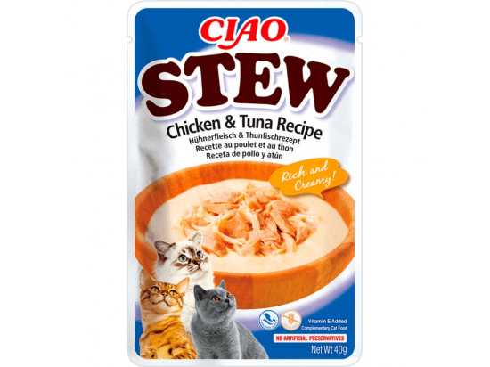 Фото - влажный корм (консервы) Inaba Cat Ciao Stew Chicken with Tuna влажный корм для кошек сливочное рагу КУРИЦА с ТУНЦОМ
