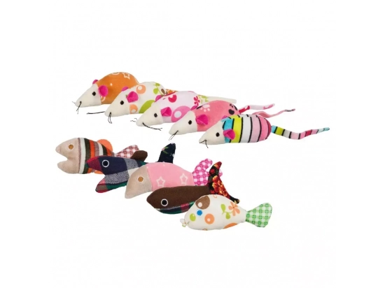 Фото - іграшки Trixie Іграшка для кішок мишка / рибка плюшева, 1 шт. (40763)