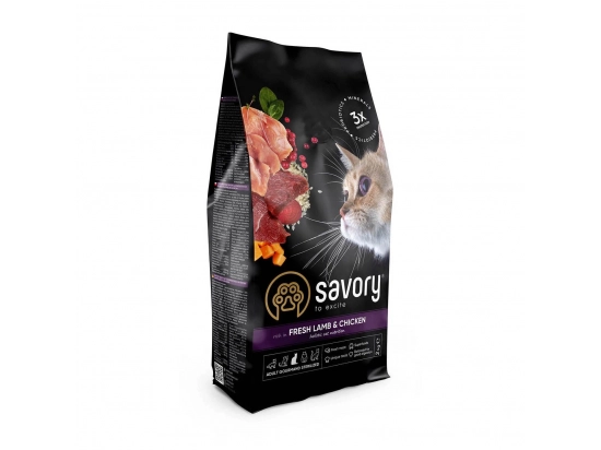 Фото - сухий корм Savory (Сейворі) STERILIZED CAT корм для стерилізованих кішок ЯГНЯ та КУРКА
