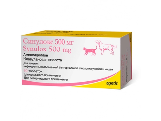 Фото - антибиотики Zoetis Synulox СИНУЛОКС антибиотик для лечения инфекционных заболеваний для собак и кошек