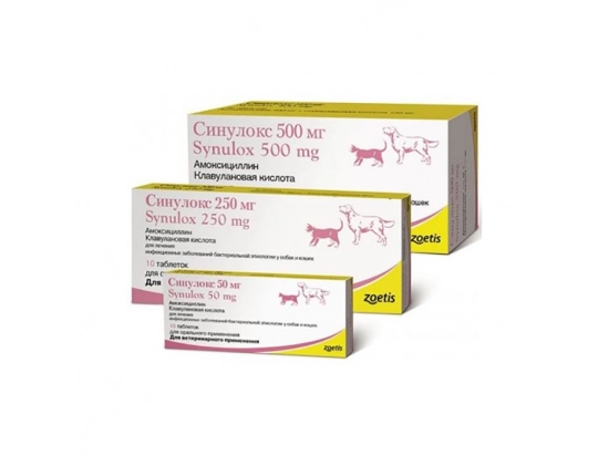 Фото - антибіотики Zoetis Synulox  СИНУЛОКС антибіотик для лікування інфекційних захворювань для собак та котів
