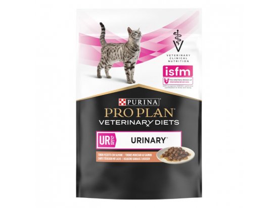 Фото - ветеринарные корма Purina Pro Plan (Пурина Про План) Veterinary Diets UR Urinary Salmon влажный лечебный корм для кошек для растворения струвитных камней ЛОСОСЬ