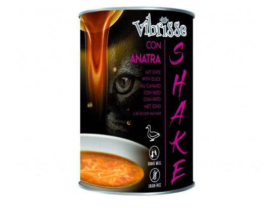 Фото - влажный корм (консервы) Vibrisse SHAKE консервированный суп для котов УТКА