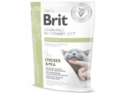 Фото - ветеринарні корми Brit Veterinary Diet Cat Grain Free Diabetes Chicken & Pea беззерновий сухий корм для кішок при діабеті КУРКА та ГОРОХ