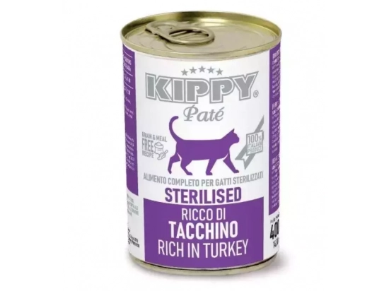 Фото - вологий корм (консерви) Kippy (Кіпі) PATE TURKEY STERILISED консерви для стерилізованих кішок (ІНДИЧКА), паштет