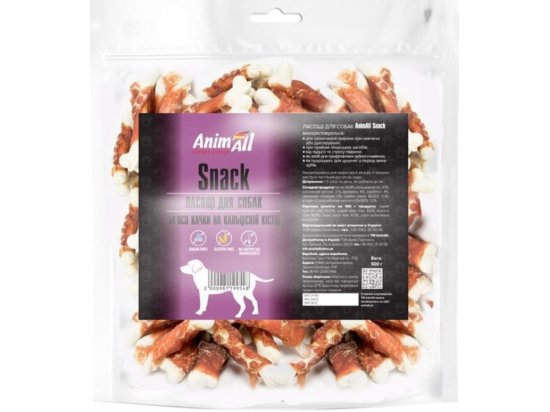 Фото - ласощі AnimAll Snack ласощі для собак, м'ясо качки на кальцієвій кістці