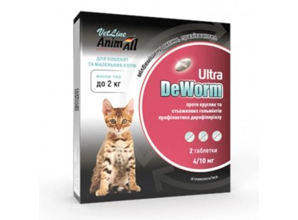 Фото - от глистов AnimAll VetLine DeWorm Ultra таблетки от глистов для котов и котят