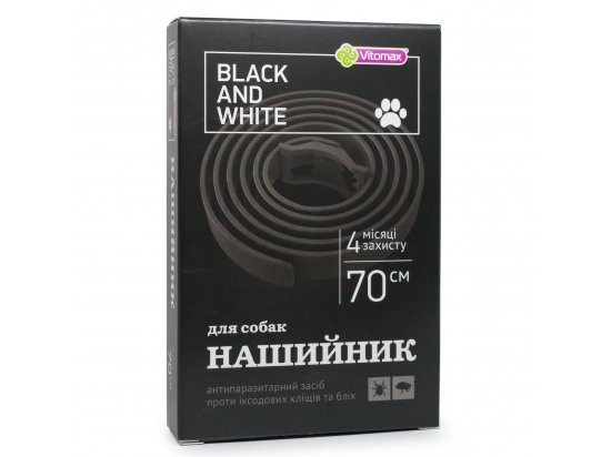 Фото - від бліх та кліщів Vitomax Black & White нашийник від бліх та кліщів для собак та кішок, чорний