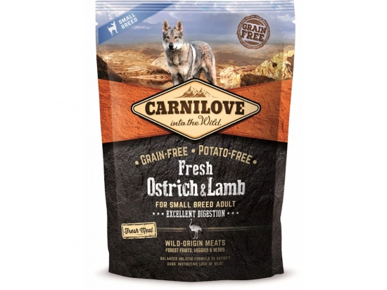 Фото - сухий корм Carnilove FRESH OSTRICH & LAMB SMALL BREED корм для собак малих порід СТРАУС та ЯГНЯ