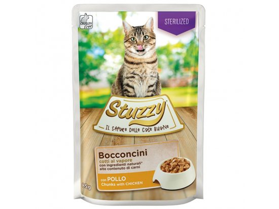 Фото - вологий корм (консерви) Stuzzy (Штуззі) STERILIZED CHICKEN CAT консерви для стерилізованих котів, КУРКА, шматочки в соусі