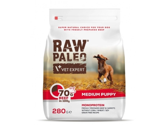 Фото - сухий корм Vet Expert Raw Paleo (Роу Палео) Medium Puppy Beef сухий корм для цуценят середніх порід ЯЛОВИЧИНА