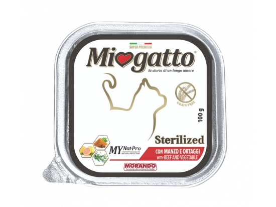 Фото - вологий корм (консерви) Morando MioGatto (Морандо Міогатто) Sterilised беззернові консерви для стерилізованих кішок З ЯЛОВИЧИНИ