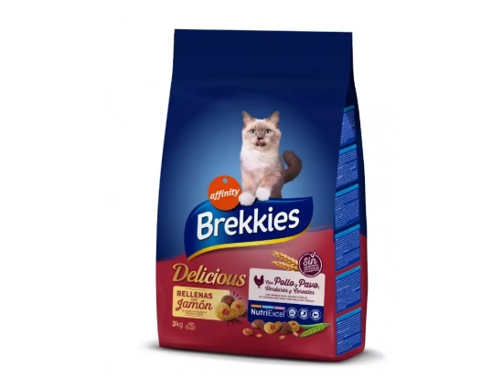 Фото - сухой корм Brekkies Excel Delice Meat корм для взрослых кошек  КУРИЦА