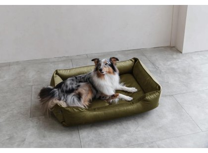 Фото - лежаки, матрасы, коврики и домики Harley & Cho DREAMER VELOUR OLIVE лежак для собак (велюр), оливковый