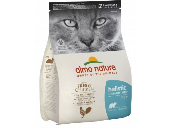 Фото - сухой корм Almo Nature Holistic URINARY HELP ADULT CAT WITH FRESH CHICKEN сухой корм для взрослых кошек для профилактики мочекаменной болезни КУРИЦА