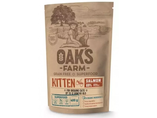 Фото - сухой корм Oak's Farm Salmon Kitten беззерновой корм для котят до 12 месяцев ЛОСОСЬ