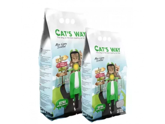 Фото - наповнювачі Cats Way (Кетс Вей) Aloe Vera грудкуючий наповнювач для котячого туалету з АРОМАТОМ АЛОЕ, зелений