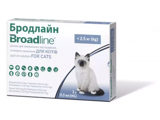 Фото - від бліх та кліщів Broadline Spot On Cat (Бродлайн Спот-Он) Препарат проти гельмінтів, бліх та кліщів у кішок