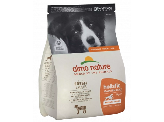 Фото - сухий корм Almo Nature Holistic MAINTENANCE MEDIUM-LARGE ADULT DOG WITH FRESH LAMB сухий корм для дорослих собак середніх та великих порід ЯГНЯ