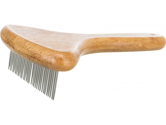 Фото - расчески, щетки, грабли Trixie Деревянная расчёска-грабли с вращающимися зубцами для короткошёрстных собак и кошек (23025)