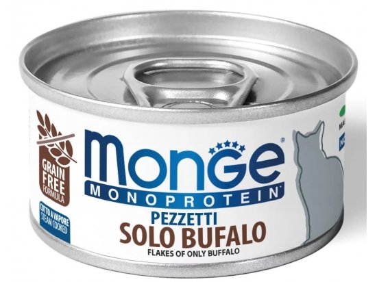 Фото - влажный корм (консервы) Monge Cat Monoprotein Flakes of Bufalo монопротеиновый влажный корм для кошек, мясные хлопья БУЙВОЛ