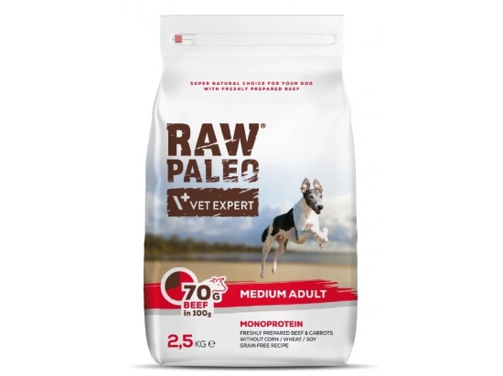 Фото - сухий корм Vet Expert Raw Paleo (Роу Палео) Adult Medium Beef сухий корм для собак середніх порід ЯЛОВИЧИНА