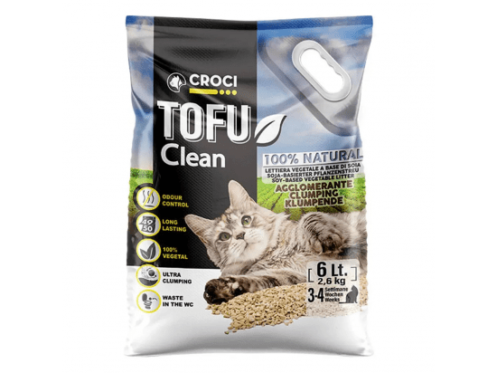 Фото - наполнители Croci TOFU CLEAN Соевый наполнитель для кошачьего туалета, без аромата