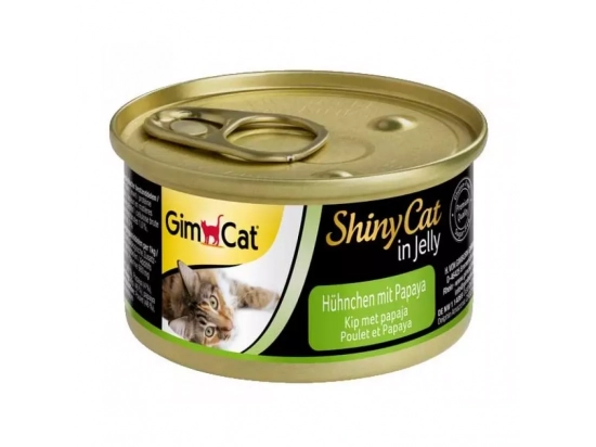 Фото - вологий корм (консерви) Gimcat (Джимкет) SHINY CAT JELLY (КУРКА & ПАПАЙЯ В ЖЕЛЕ) консерви для котів