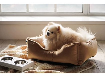 Фото - лежаки, матрасы, коврики и домики Harley & Cho DREAMER VELOUR CARAMEL лежак для собак (велюр), карамельный