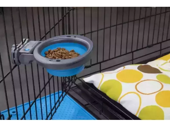 Фото - миски, поилки, фонтаны DEXAS Collapsible Kennel Bowl-Small - Миска складная с креплением для клетки для собак и кошек МАЛЕНЬКАЯ, голубой