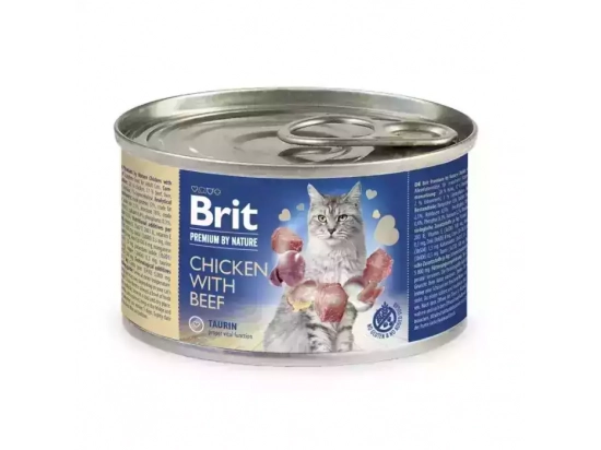 Фото - влажный корм (консервы) Brit Premium Cat Chicken & Beef консервы для кошек, паштет КУРИЦА и ГОВЯДИНА