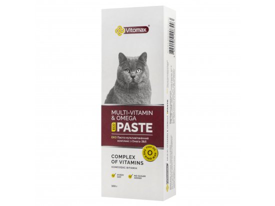 Фото - витамины и минералы Vitomax Multi-Vitamin & Omega Paste Complex of Vitamins Эко-паста, мультивитаминный комплекс с Омега - 3 & 6 для кошек