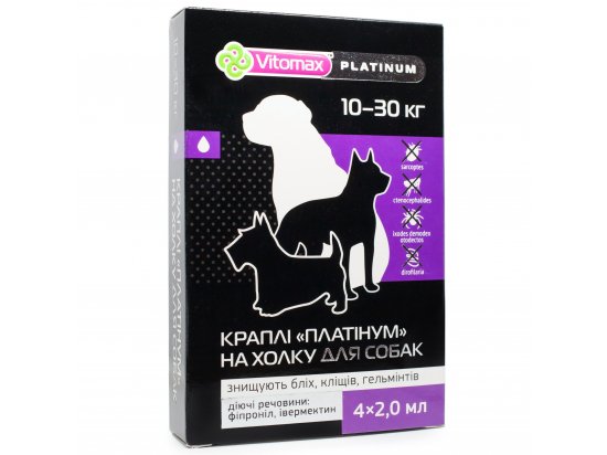 Фото - от блох и клещей Vitomax Platinum капли на холку от блох, клещей и гельминтов для собак
