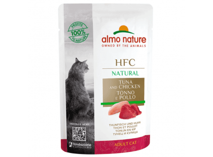 Фото - вологий корм (консерви) Almo Nature HFC NATURAL TUNA & CHICKEN консерви для котів ТУНЕЦЬ і КУРКА, пауч