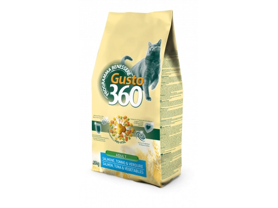 Gusto 360 (Густо 360) Adult Cat Salmone, Tuna & Vegetables сухой корм для взрослых кошек ЛОСОСЬ, ТУНЕЦ и ОВОЩИ - 2 фото