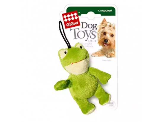 Фото - игрушки GiGwi (Гигви) Plush Friendz ЛЯГУШКА игрушка для собак с пищалкой, 9 см