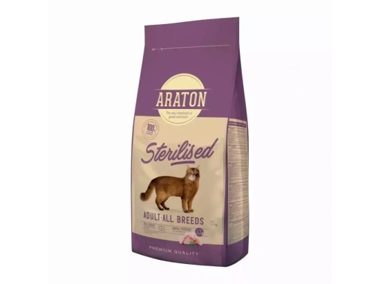 Фото - сухой корм Araton (Аратон) ADULT ALL BREEDS STERILISED сухой корм для стерилизованных и склонных к полноте кошек КУРИЦА