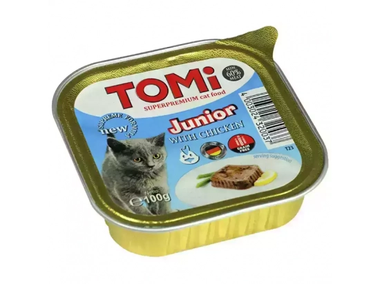 Фото - вологий корм (консерви) TOMi Junior with Chicken вологий корм для кошенят, КУРКА