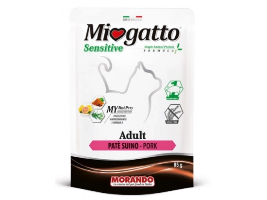 Фото - вологий корм (консерви) Morando MioGatto (Морандо Міогатто) Sensitive Monoprotein монопротеїнові беззернові консерви для котів З ПРОШУТТО
