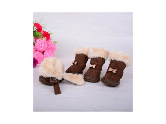 Фото - обувь Ruispet утепленные ботинки для собак малых пород, коричневый