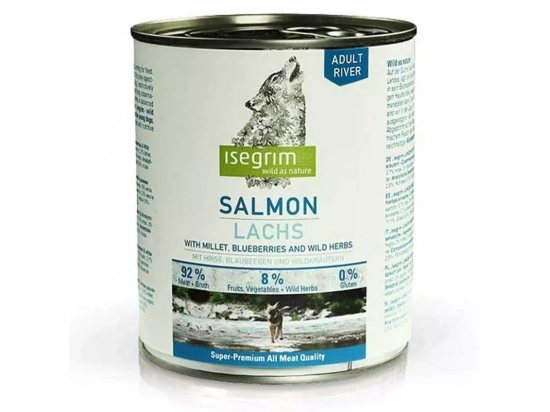 Фото - влажный корм (консервы) Isegrim (Изегрим) Salmon with Millet, Blueberries & Wild Herbs Консервы для собак с лососем, просом, черникой и дикими травами