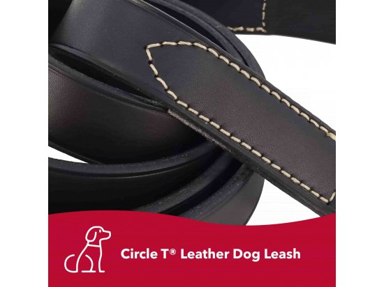 Фото - амуниция Coastal (Костал) Circle-T Dog Leash кожаный поводок для собак, ЧЕРНЫЙ
