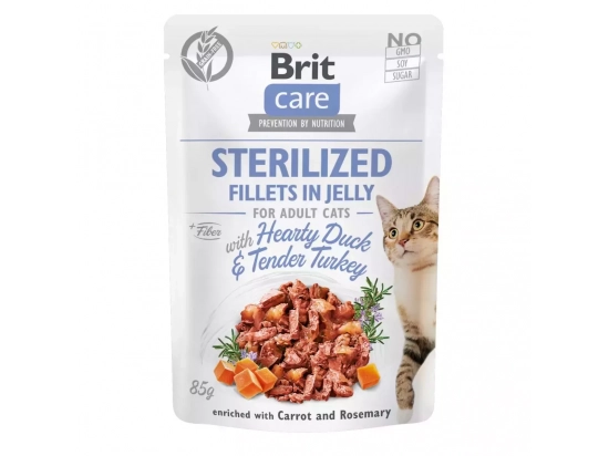 Фото - влажный корм (консервы) Brit Care Cat Sterilized Duck, Turkey, Carrot & Rosemary консервы для стерилизованных кошек УТКА, ИНДЕЙКА, МОРКОВЬ и РОЗМАРИН