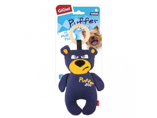 Фото - игрушки GiGwi (Гигви) Basic Puffer Zoo МЕДВЕДЬ игрушка для собак с пищалкой, 26 см
